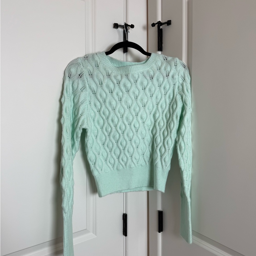 Zara Light Green Cable Knit Sweater